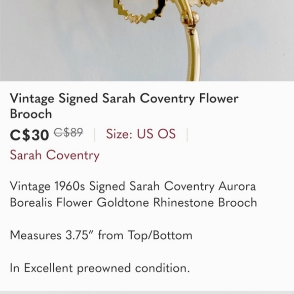 Vintage Signed Sarah Coventry Flower Brooch - Picture 6 of 6
